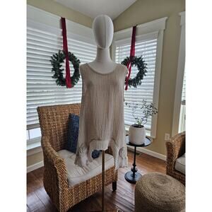 Marilu Linen Blend Tunic Tank Women's Size L Made in Italy Beach Coastal Travel